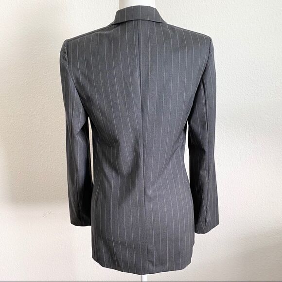 Escada Gray Stripe Linen Blazer Jacket Women’s 34 XS Business Formal Classic - Picture 5 of 9